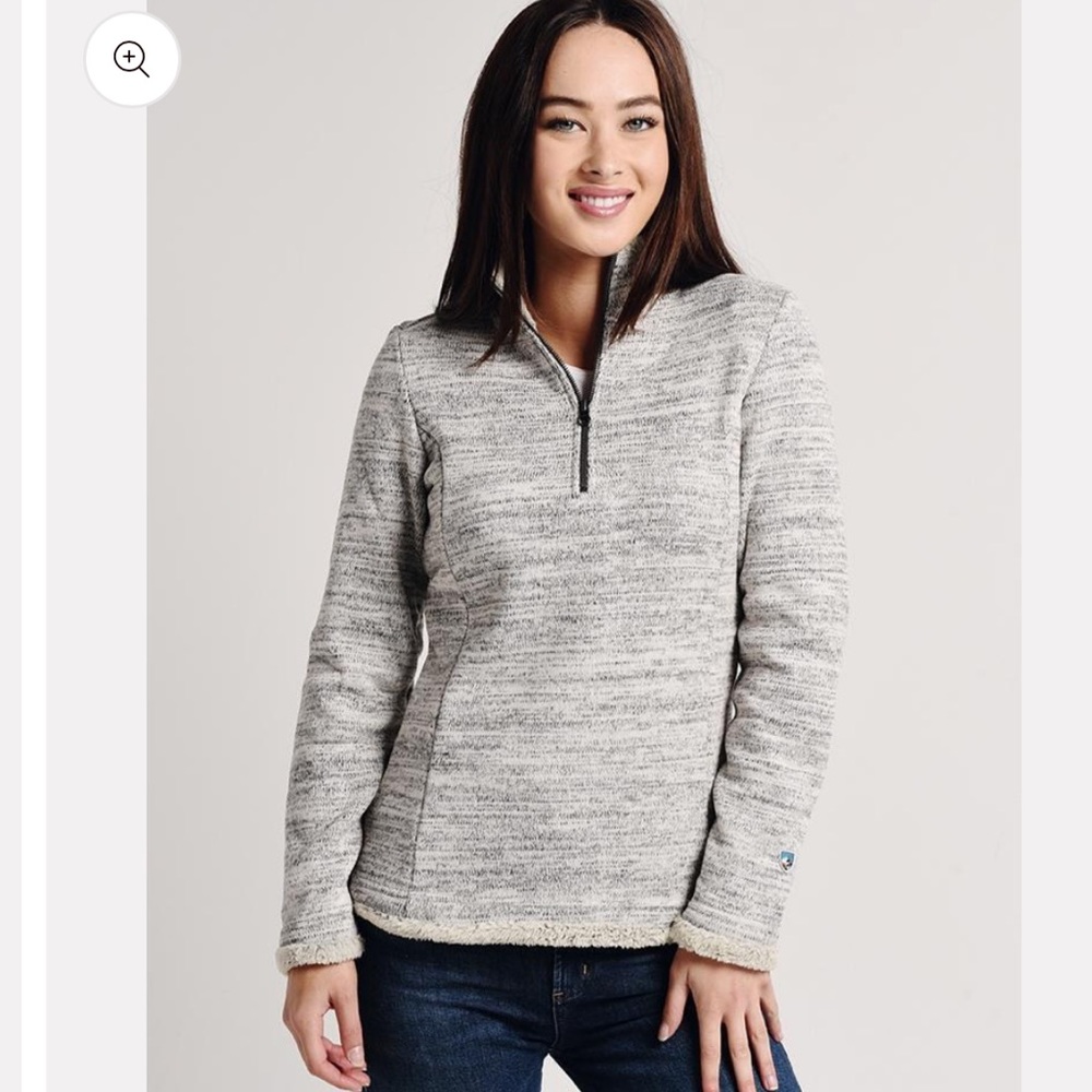 Kuhl Women’s Alaska 1/4 Zip Pullover Fleece Sherpa Lined Gray Size L